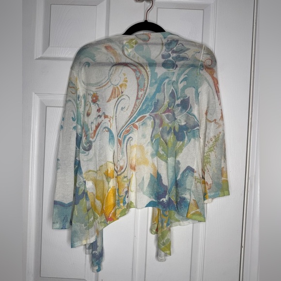 CHICOS‎ Watercolor Paisley Corey Cardigan Lightweight Size 2 (medium) Summer - Picture 2 of 6